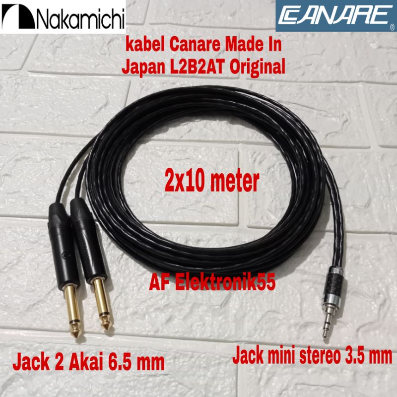 Kabel Canare Jack 2 Akai 6.5 mm To Mini Stereo 3.5 mm 10 Meter Original