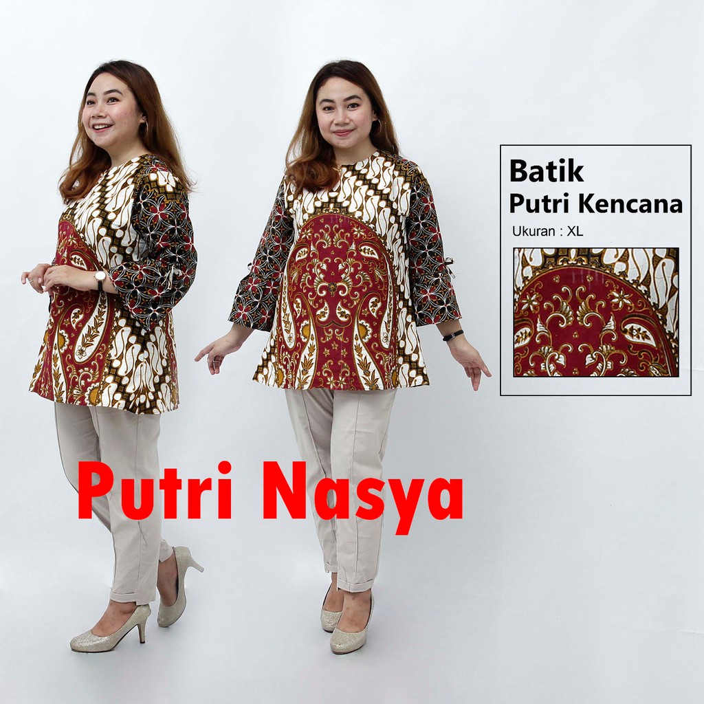 Blouse Batik Jumbo Atasan Wanita Size S-M-L-XL-XXL-3L-4L-5L Model Lengkap Seragam Batik