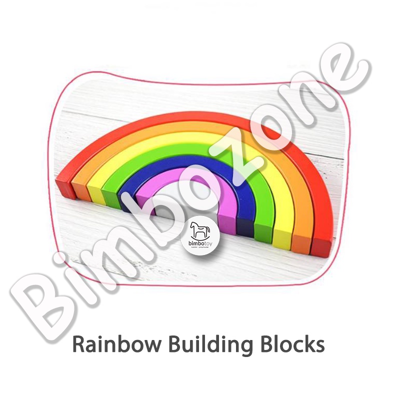 Bimbozone - Mainan Anak Wooden Toy Wooden Blocks Mainan Kayu mainan edukasi Mainan Montessori Balok Pelangi - RAINBOW BUILDING BLOCKS