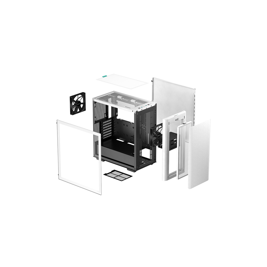 Deepcool CK500 White + 2 Fan Mid Tower Casing PC