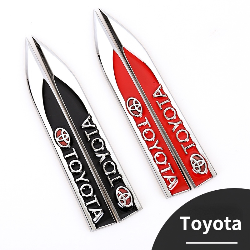 2pcs Stiker Metal 3D Dekorasi Fender Samping Mobil Toyota Vios Wish Yaris Corolla Cross Avanza