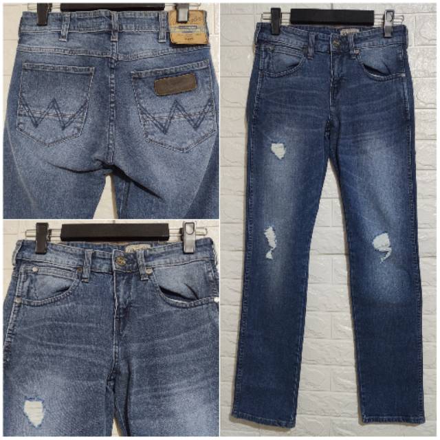 Celana Wrangler Greensboro Ripped Jeans C05P19 Med Blue