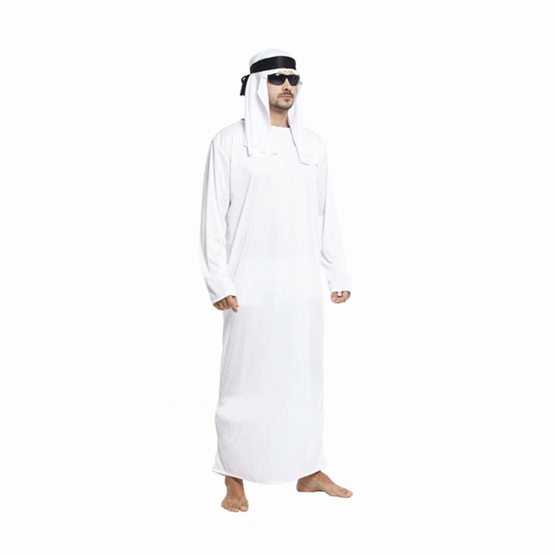 Jual Import Men Dubai S Ruler Halloween Costumes Adult Men White Arab Robe Arabian King Cosplay Costume Shopee Indonesia