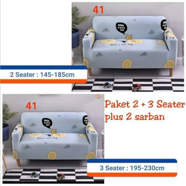 Paket Sarung Sofa / Cover Sofa 2 Seater + 3 Seater elastis dan minimalis