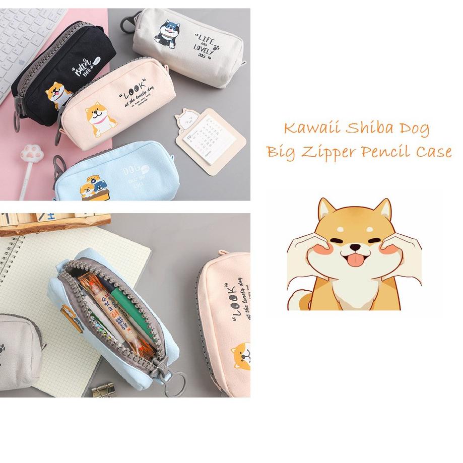 

Flash Sale - Ennwen TP0046 Kawaii Shiba Dog Big Zipper Large Pencil Case / Tempat Pensil 한