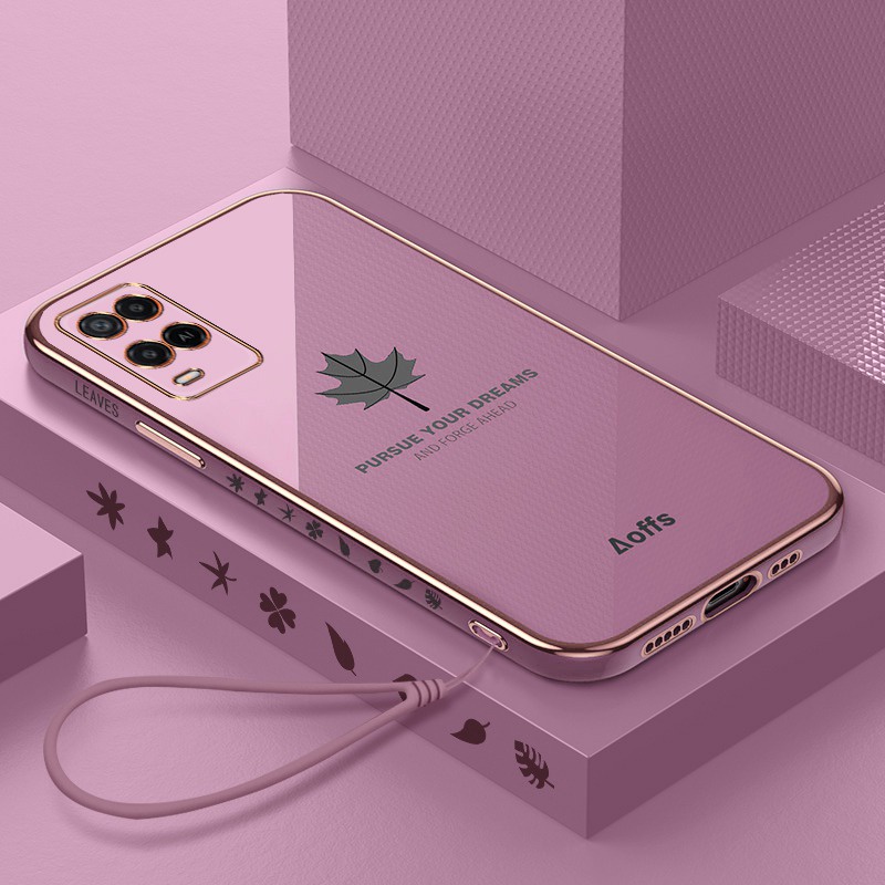 Maple Leaf Lanyard Soft Silicone Case Samsung Galaxy A03S A21S A20S A02S A03 Core A10S A1 A12 A31 A30S A50S Fashion Pria Penutup Casing Ponsel Aoffs casing hp
