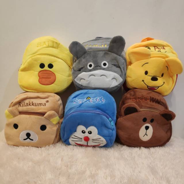 TAS RANSEL ANAK BALITA LAKI-LAKI / PEREMPUAN KARAKTER BONEKA TOTORO DORAEMON WINNIE THE POOH VELBOA