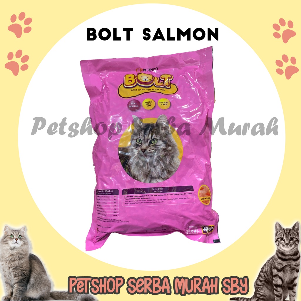 Bolt Salmon dan Tuna Bentuk Ikan dan Donat Repack 1kg - Makanan Kering Kucing Dewasa