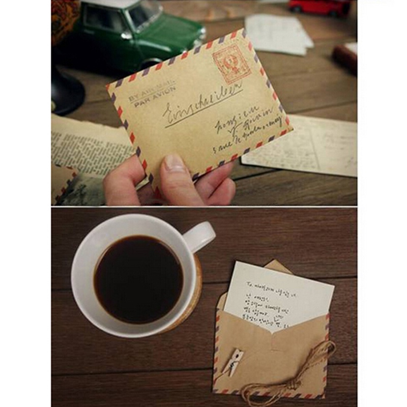 【Theredsunrisesiwy.id】New 10 Sheets Mini Envelope Postcard Letter Stationary Storage Paper Vintage