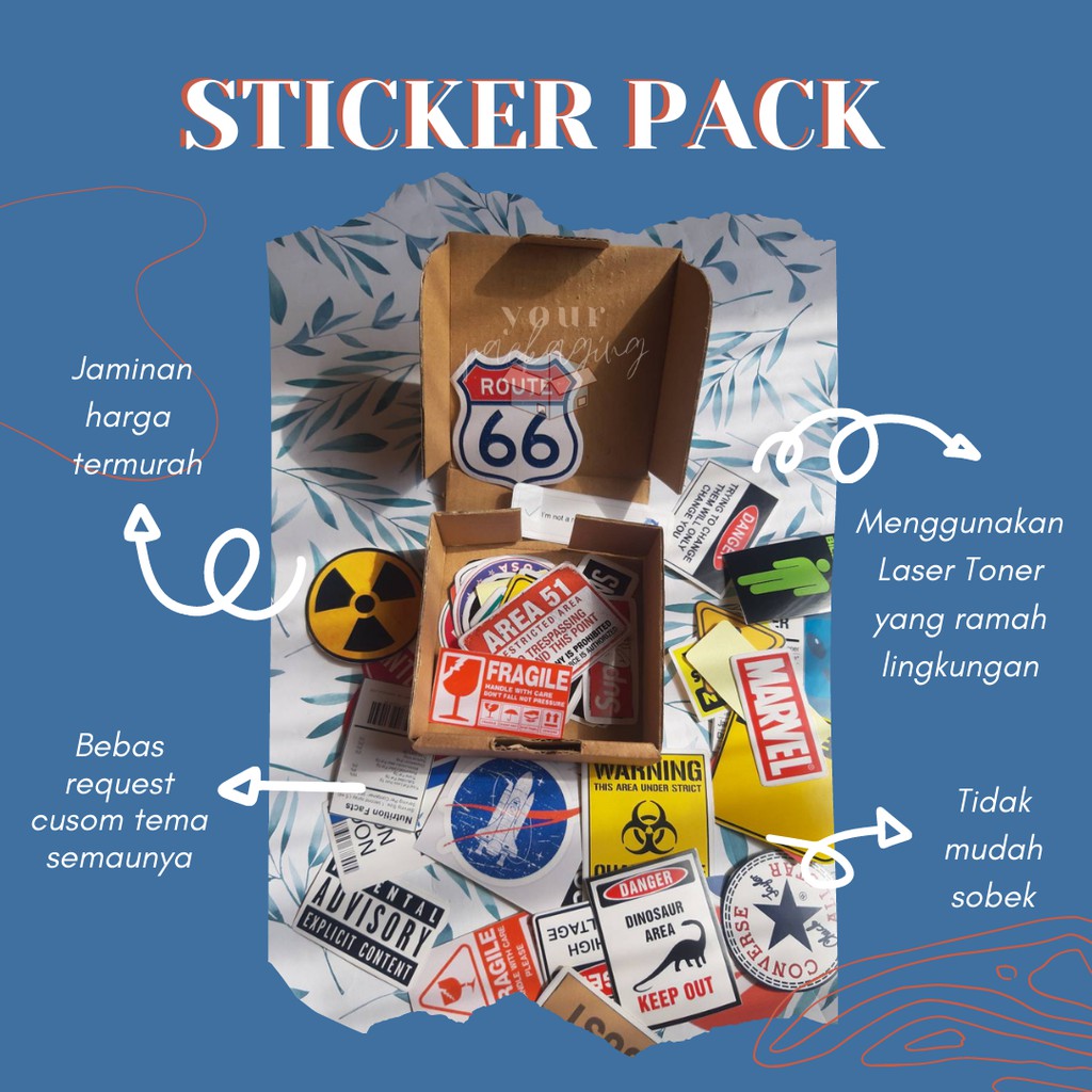 

STICKER PACK ISI 20PCS MURAH // STIKER MOTIF CUSTOM // STIKER BUNDLE // FREE GRATIS DESAIN