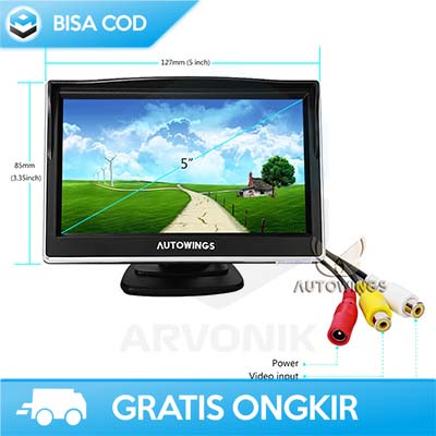 MONITOR KAMERA 5 ICNH SENSOR PARKIR MUNDUR MOBIL REAR VIEW TFT LCD ORI