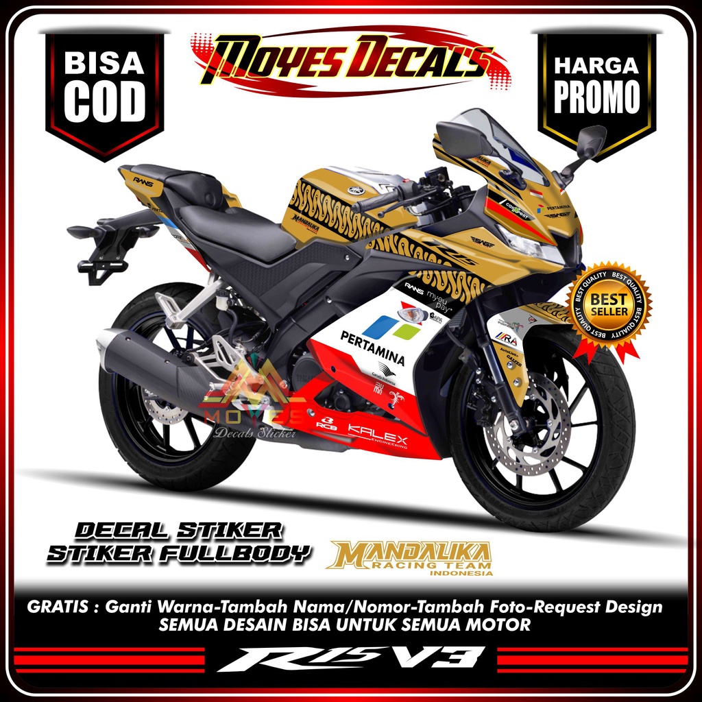 Decal Stiker R15 V3 Decal Stiker R15 Motif Mandalika IRC Stiker Decal R15 V3 Fullbody