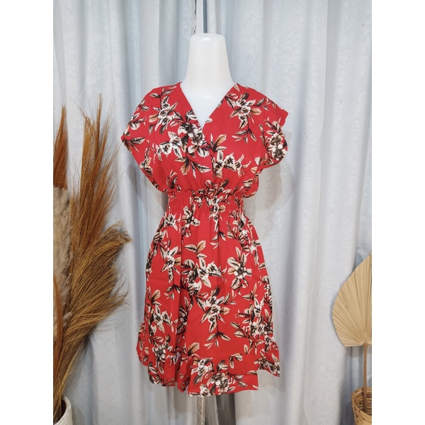 DASTER MINI MOZA RAMPEL BUSUI FRIENDLY MOTIF-Daun Kopi Red