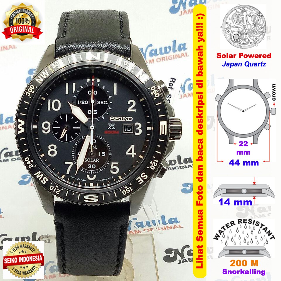 Seiko Prospex SSC707P1 Solar Chronograph Black Jam Tangan Pria SSC707