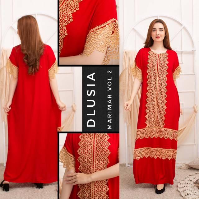 Dlusia Marimar Vol 2 Gamis Arab Renda Rayon Premium Lengan Pendek  Busui Baju Wanita Muslim Kekinian