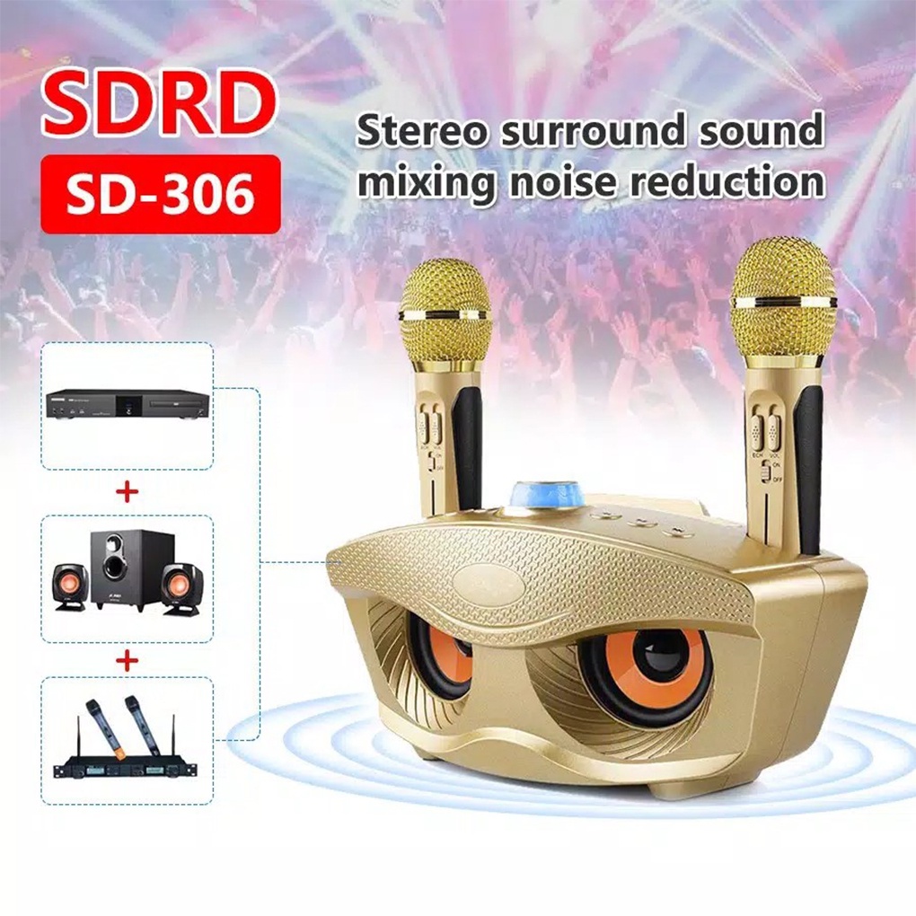 Speaker  Bluetooth Karaoke Wireless SDRD SD306 + Dua Microphone