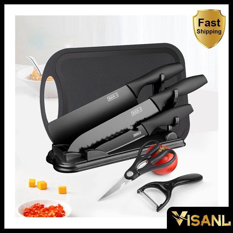 PISAU SET 7 IN 1 TALENAN /Poenscae KITCHEN KNIFE SET / Pisau Dapur Set FREE TALENAN Pisau Keramik