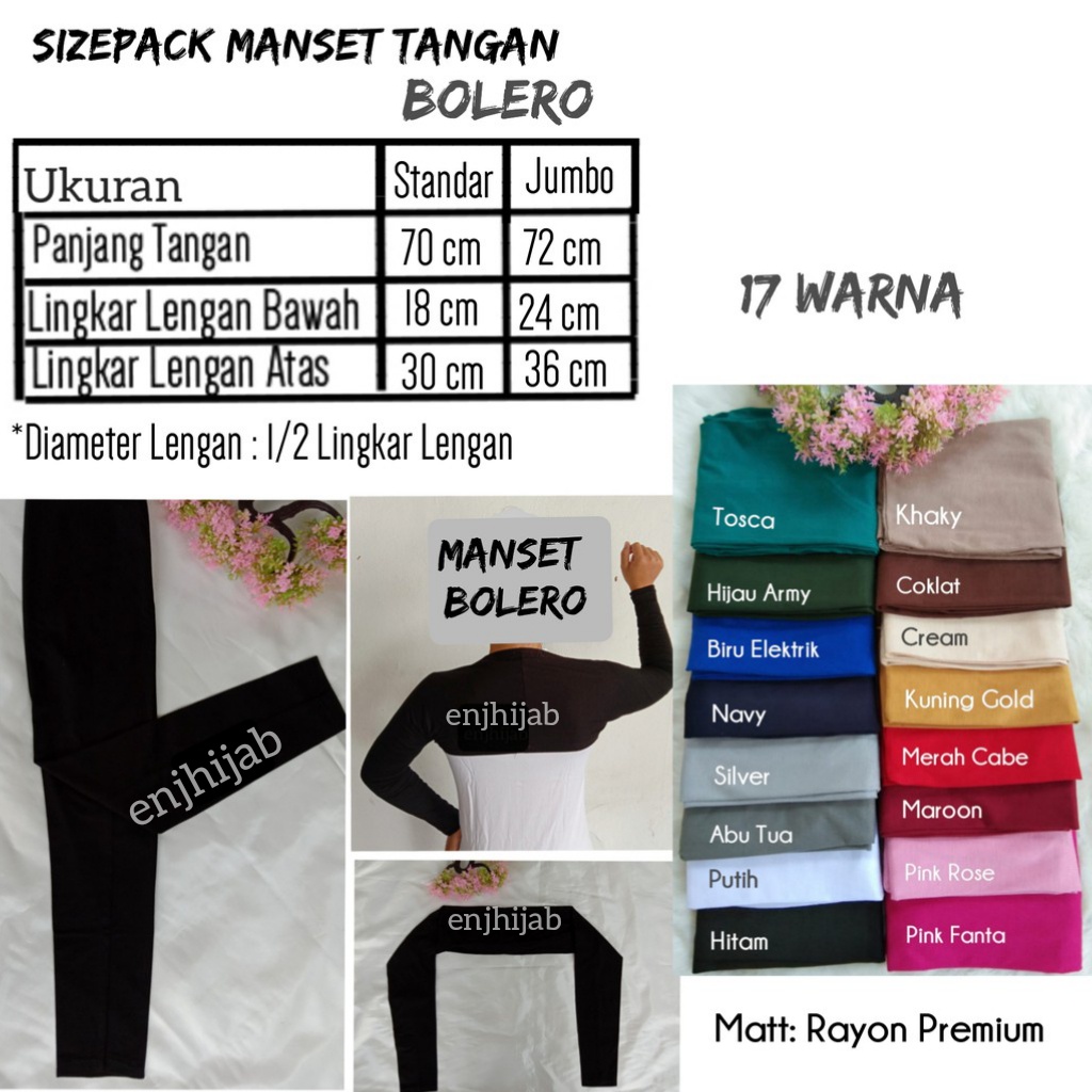 MANSET BOLERO/MANSET TANGAN SAMBUNG/MANSET TANGAN PANJANG/MANGSET TANGAN WANITA/MANSET SPANDEK