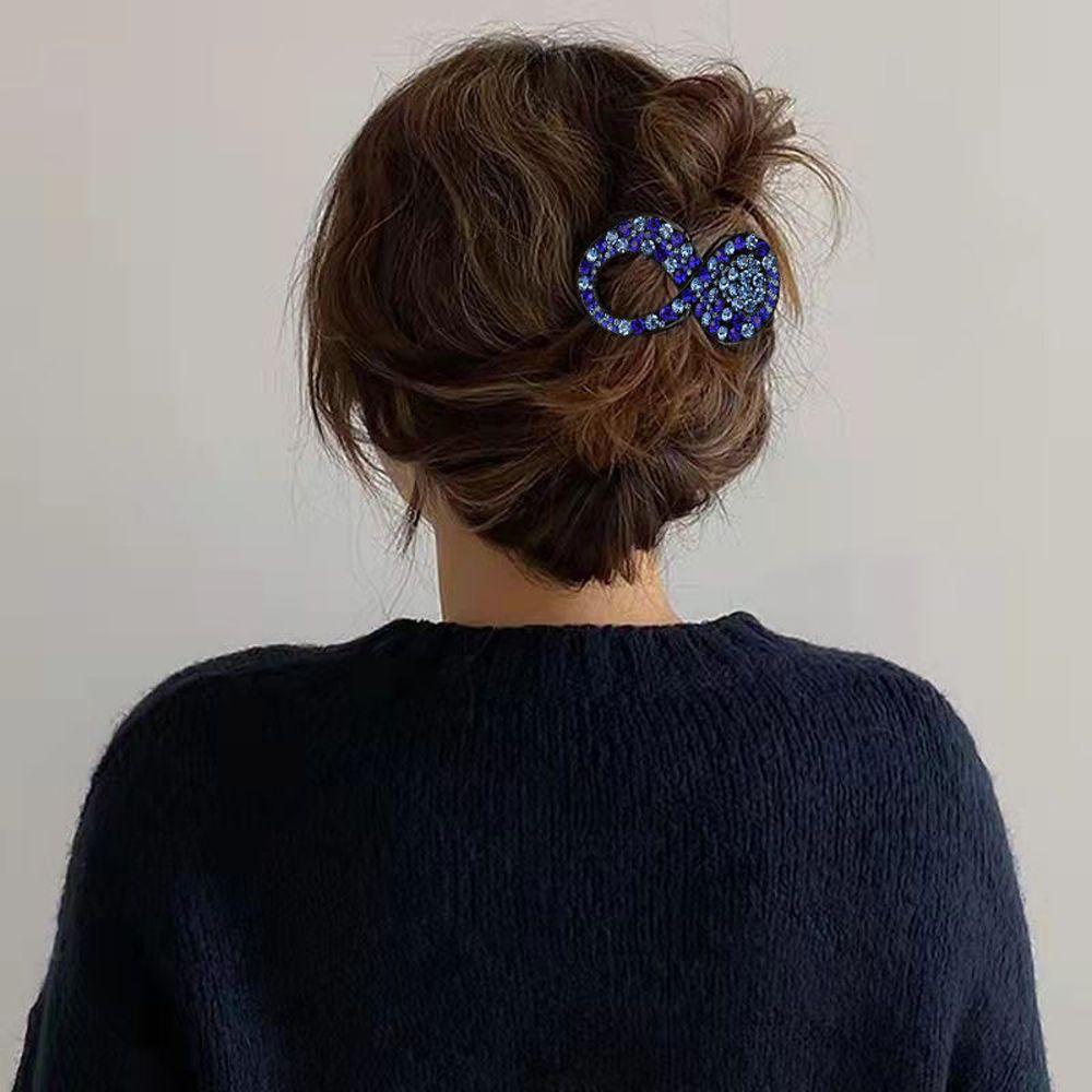 Needway  Wanita Cakar Rambut Non-slip Sederhana Warna-Warni Belakang Kepala Berlian Imitasi Temperamen Ibu Duckbill Klip