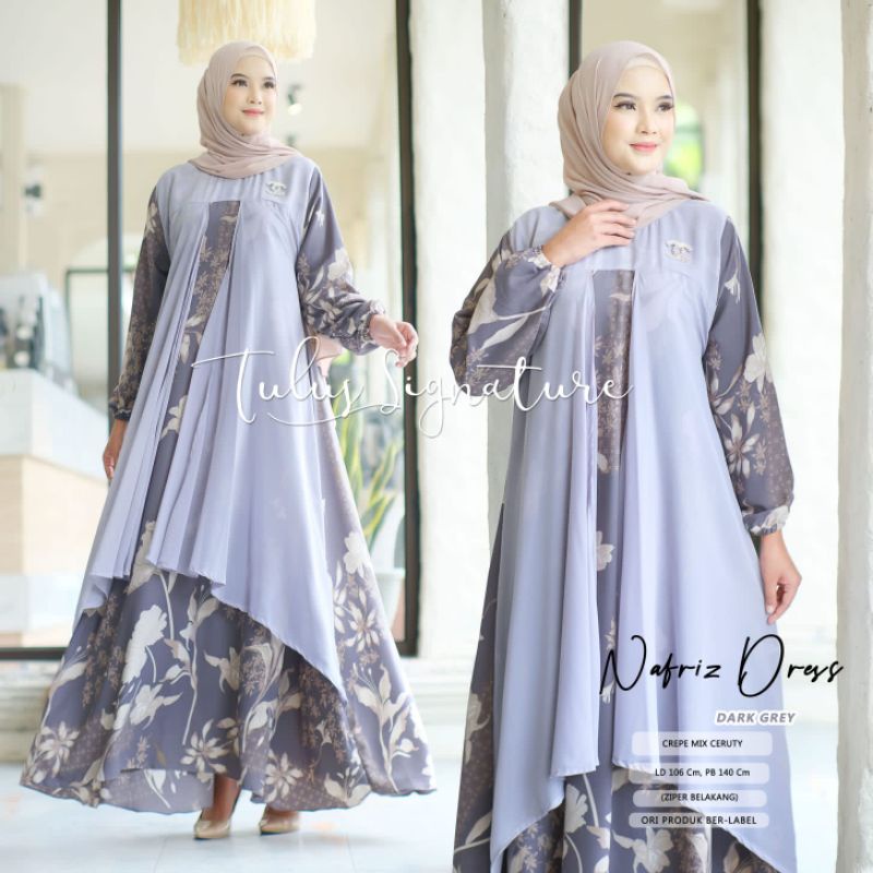 NAFRIZ DRESS CREPE MOTIF MIX CERUTY POLOS BY TULUS