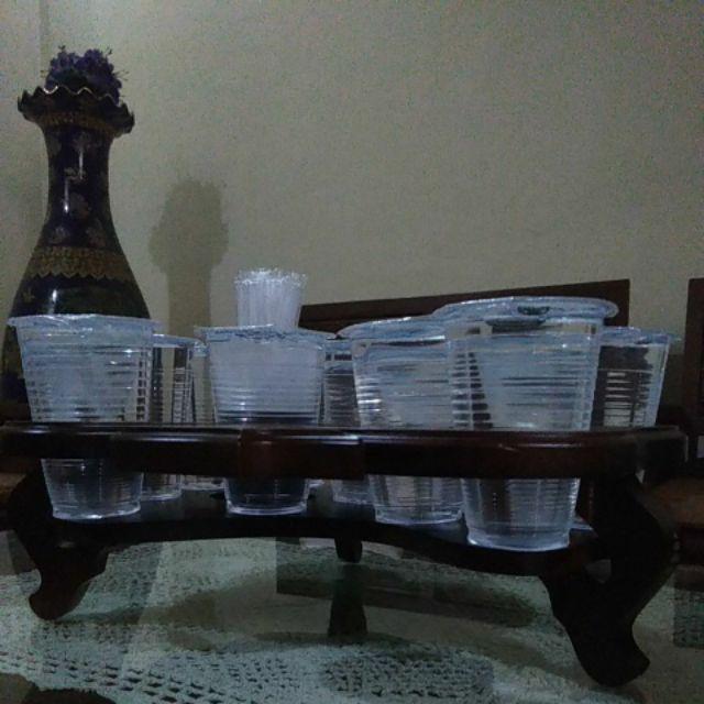 Tempat/tatakan Aqua Gelas Kayu Jati Model Kalkun