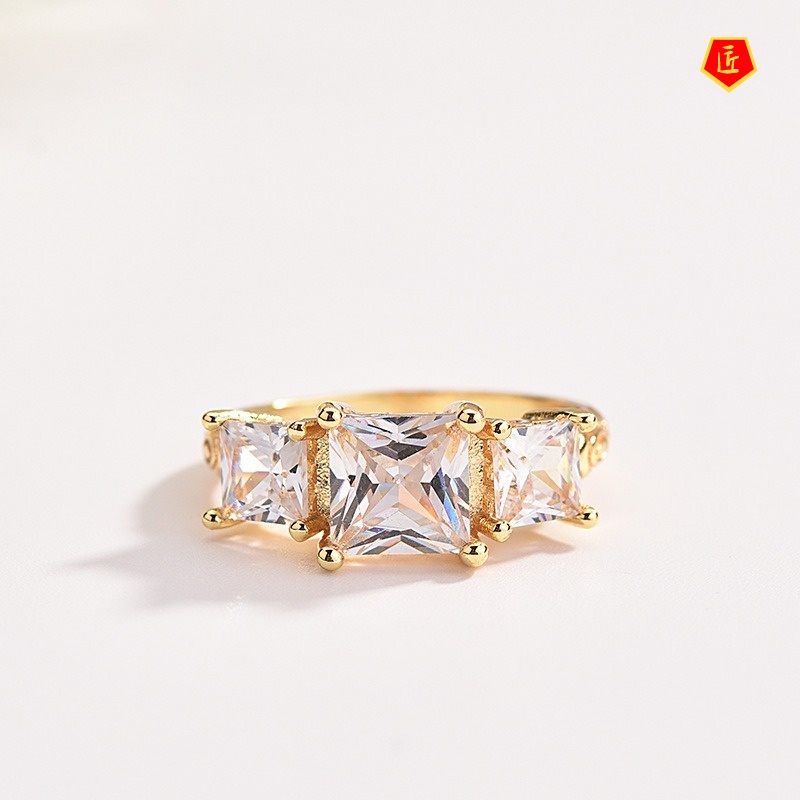 [Ready Stock]Diamond Hollow Gold Ring Korean Fashion