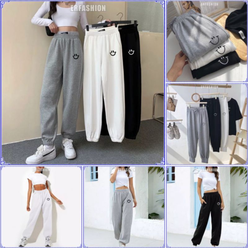 Inemstore - Jogger Smile Sunsin Hip Hop Korea Style | Celana Panjang Jogger Pants Wanita Retro | Jog