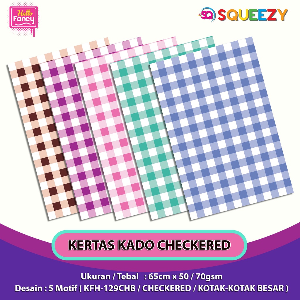 

Kertas Kado Motif Kotak Box Checkered Squeezy / Bungkus Kado KFH-129CHB