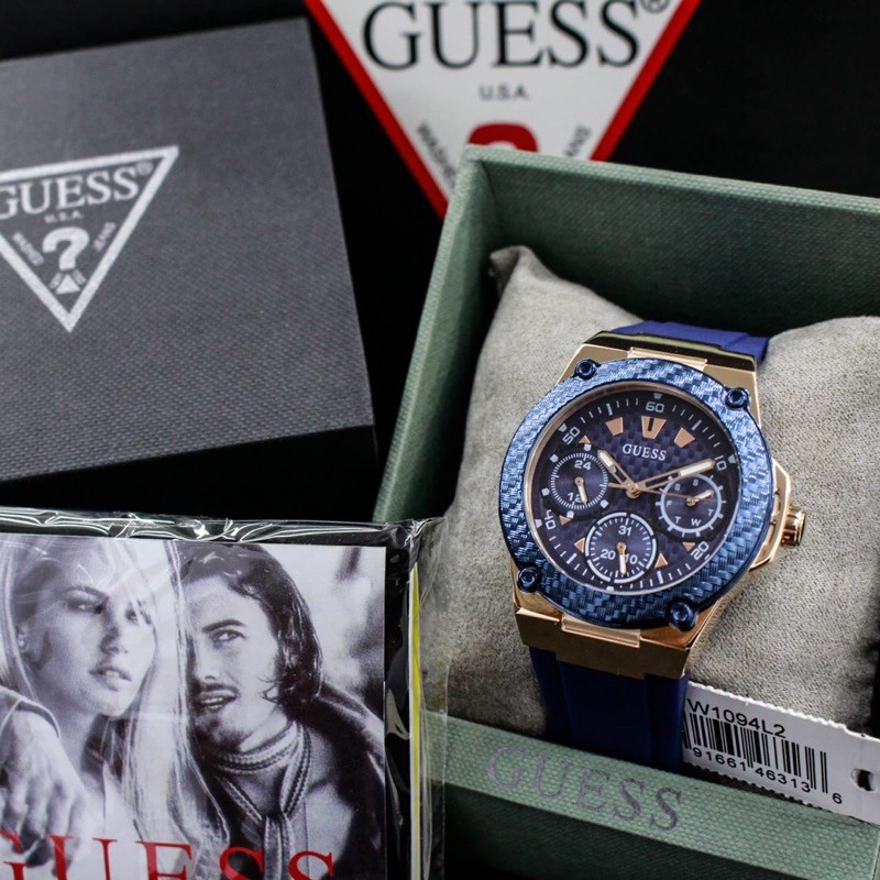 jam tangan guess rubber wanita navy W1094L2