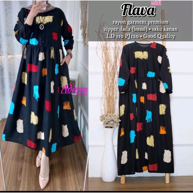 midi dres rayon viskos motif