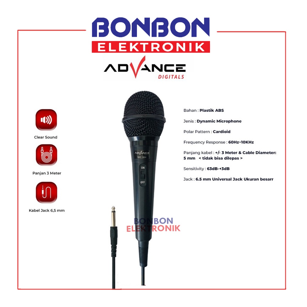 Advance MIC 884 Profesional Dynamic Microphone Karaoke Kabel