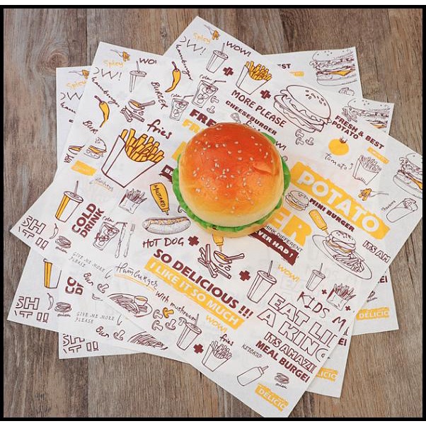 Kertas Wrap Burger Nasi Paper Bungkus Sandwich Box Packing Kantong