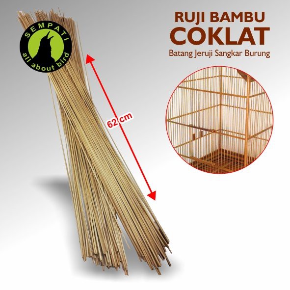BATANG RUJI BAMBU WARNA COKLAT JERUJI SANGKAR BURUNG
