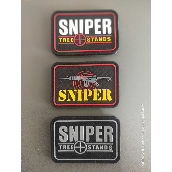 patch rubber logo senjata sniper tactical tempelan karet