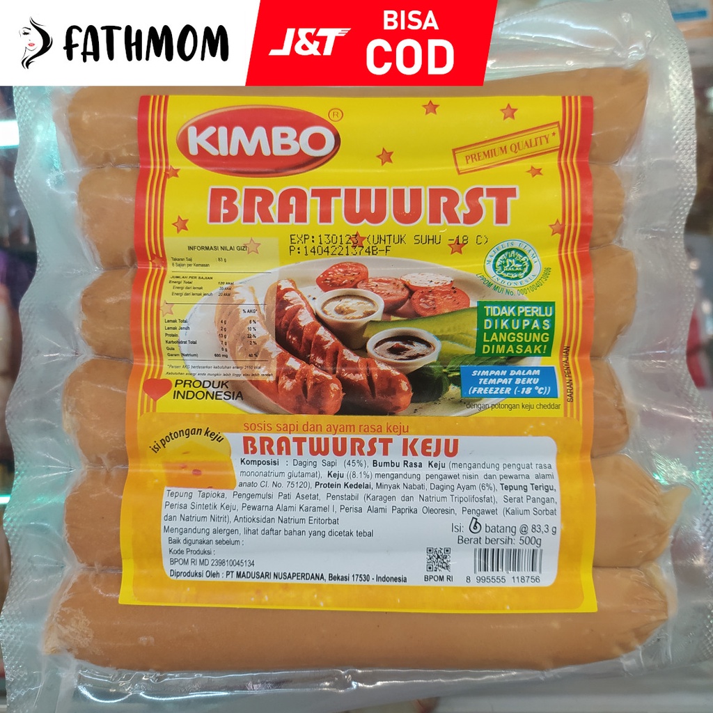 

KIMBO Beef Bratwurst Keju Pack 500gr