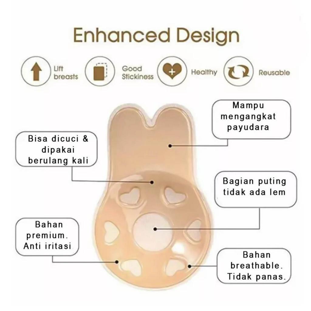 Bra rabbit penutup puting wanita remaja dewasa beha tape tempel cup tanpa kawat tanpa tali tanpa pengait nipple pad nipple cover push up bra busa anti nyeplak pengencang payudara bikin payudara naik