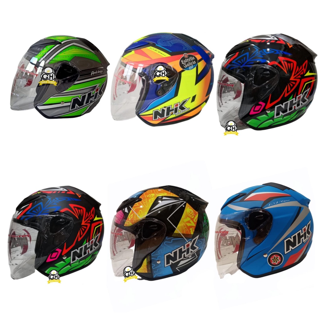 HELM NHK R6 HALF FACE MOTIF GP EDITION ESTRELLA BLUE ESTE DOFF