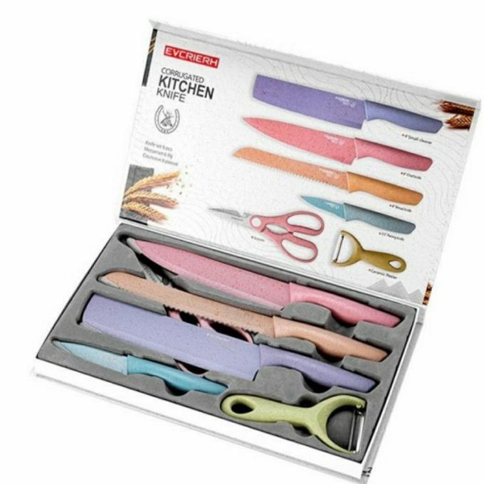 Ditawar Pisau Set Dapur&gt;&gt; Pisau Set Dapur Stainless Steel 6 In 1 Kitchen Knife / Knife Set 6Pcs