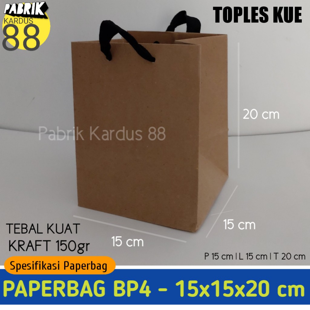 

ISI 12 BIJI paper bag murah 15x15x20 bp4 toples kue | tas kertas | paperbag polos