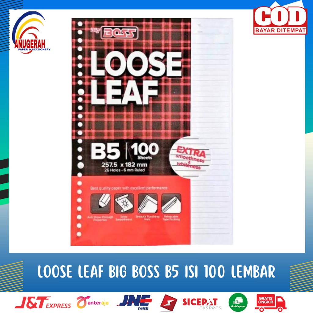

BIG BOSS LOOSE LEAF B5 ISI 100 LEMBAR (PCS)