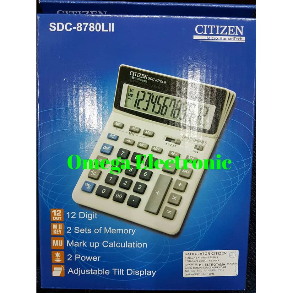 

ORIGINAL Citizen Calculator SDC-8780LII - Kalkulator SDC 8780 LII Meja