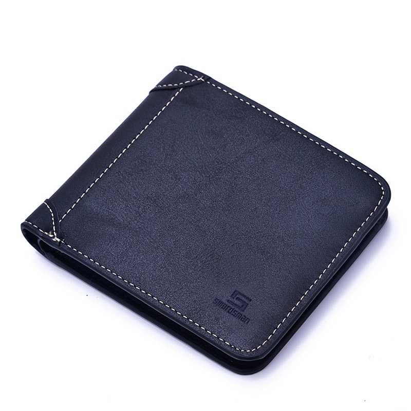 DOMPET PRIA LIPAT KULIT KEREN KUALITAS PREMIUM DEABOLAR 915 - COD / BISA BAYAR DI TEMPAT-HITAM DATAR