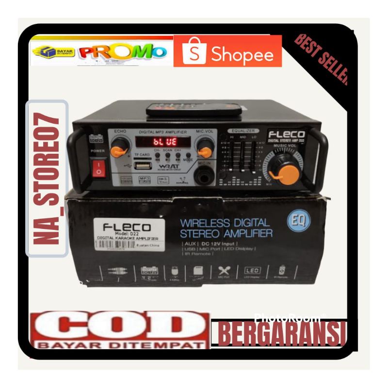 Power Amplifier Subwoofer Fleco D-05 Amplifier Bluetooth Karaoke MP3 Player Radio Super Bass Ampli