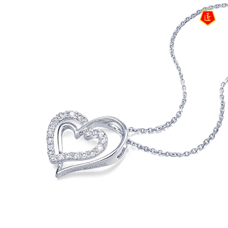 [Ready Stock]Silver Necklace Women's Japanese and Korean-Style Heart-Shaped Pendant Valentine's Day Gift