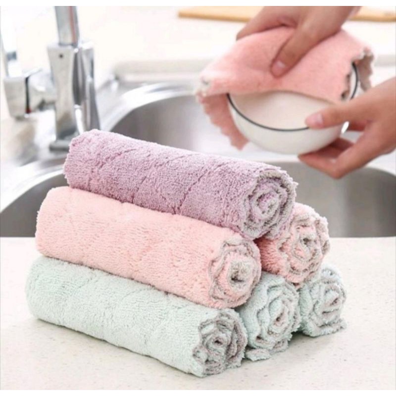 Kain Lap Dapur Microfiber Anti Minyak/ Lap Cuci Piring