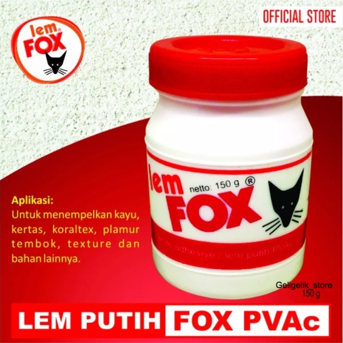 

LEM FOX PUTIH BOTOL KECIL PVAC 150GRAM