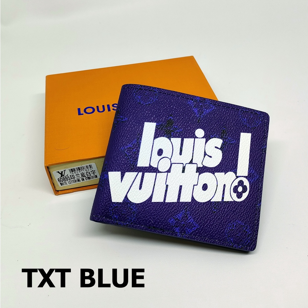 DOMPET PRIA LV IMPORT MODEL TIDUR KULIT SINTETIS-TXT BLUE