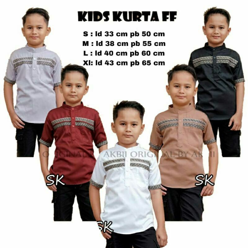 Baju Koko Kids Anak Kurta Ff Baju Atasan Muslim Anak Bahan Toyobo Usia 1-10 Tahun