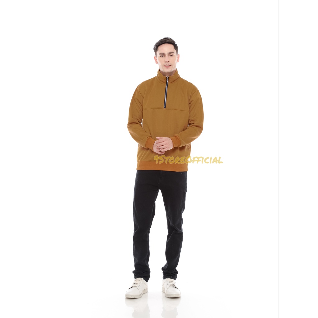 9storeofficial - Sweater HalfZip Pria / Jaket Half Zipper / Crewneck Kerah Tinggi / Sweatshirt Sleting Jacket Pria.