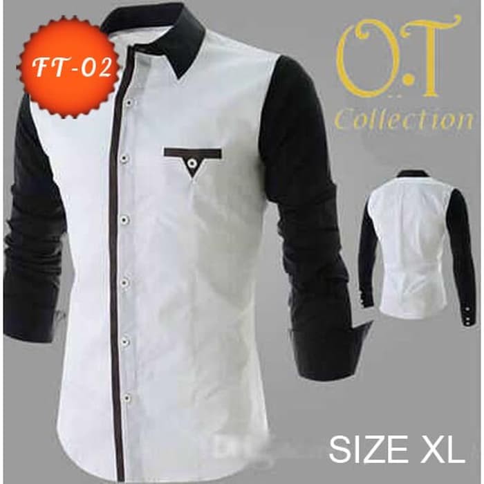 Baju Atasan Pria U002F Hem Exclusive Size Xl Warna Putih Kombinasi Hitam Best Quality